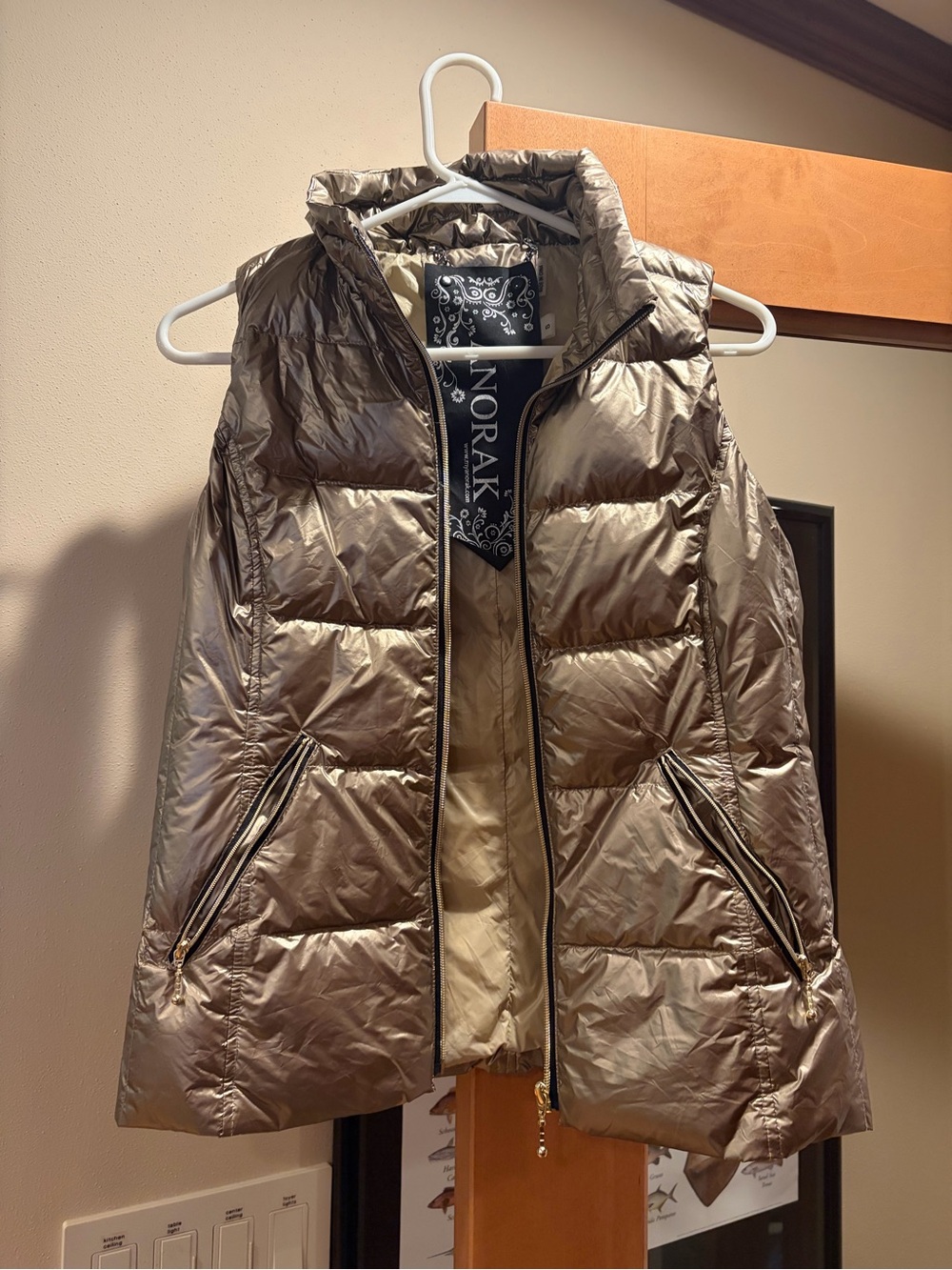 ANORAK Metallic Taupe Shimmer Quilted Puffer Vest